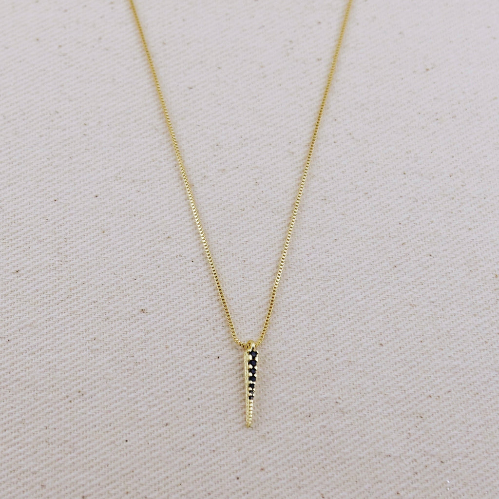 Mondsee 18k Gold Filled Black CZ Spear Necklace | 18k Gold Filled Jewelry