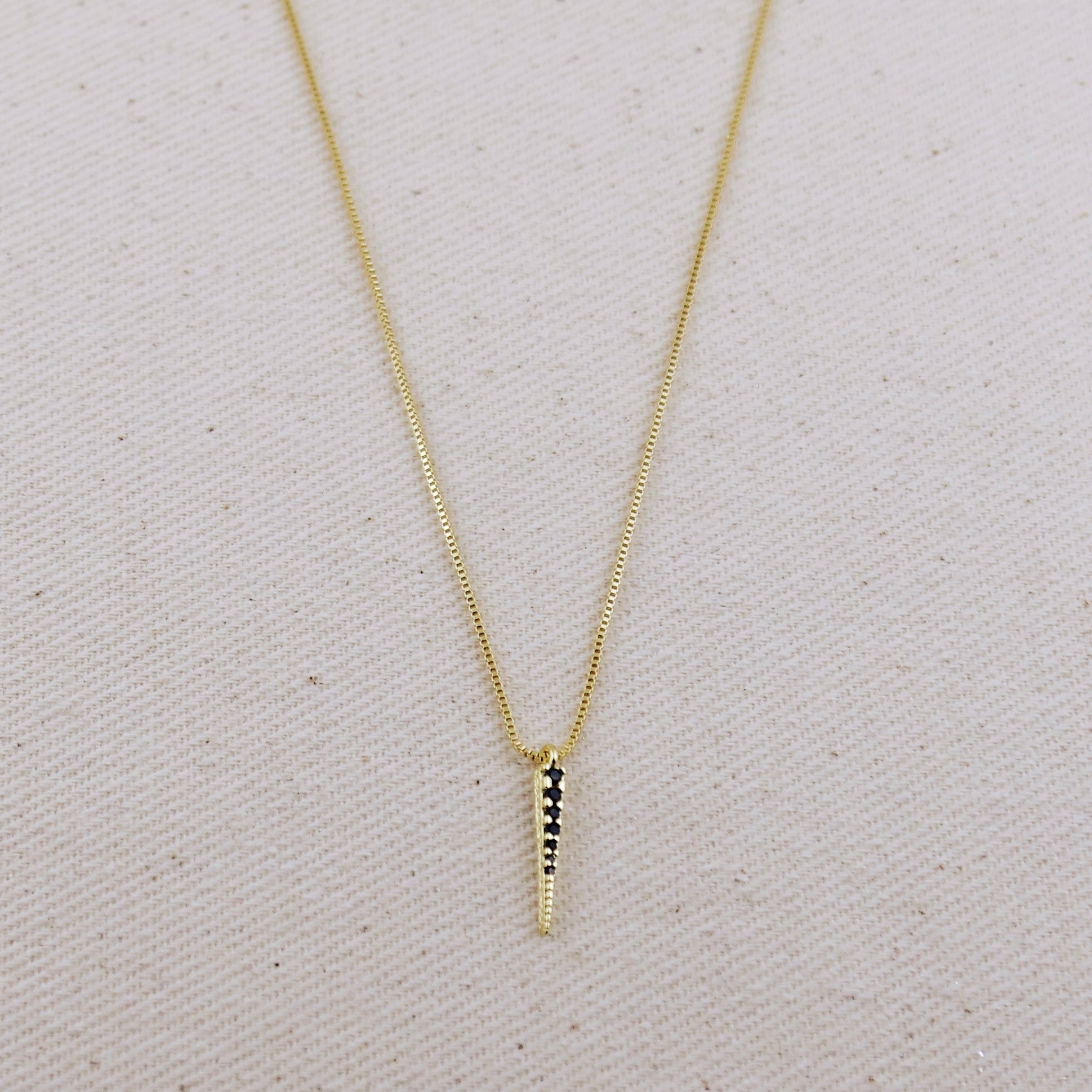 Mondsee 18k Gold Filled Black CZ Spear Necklace | 18k Gold Filled Jewelry