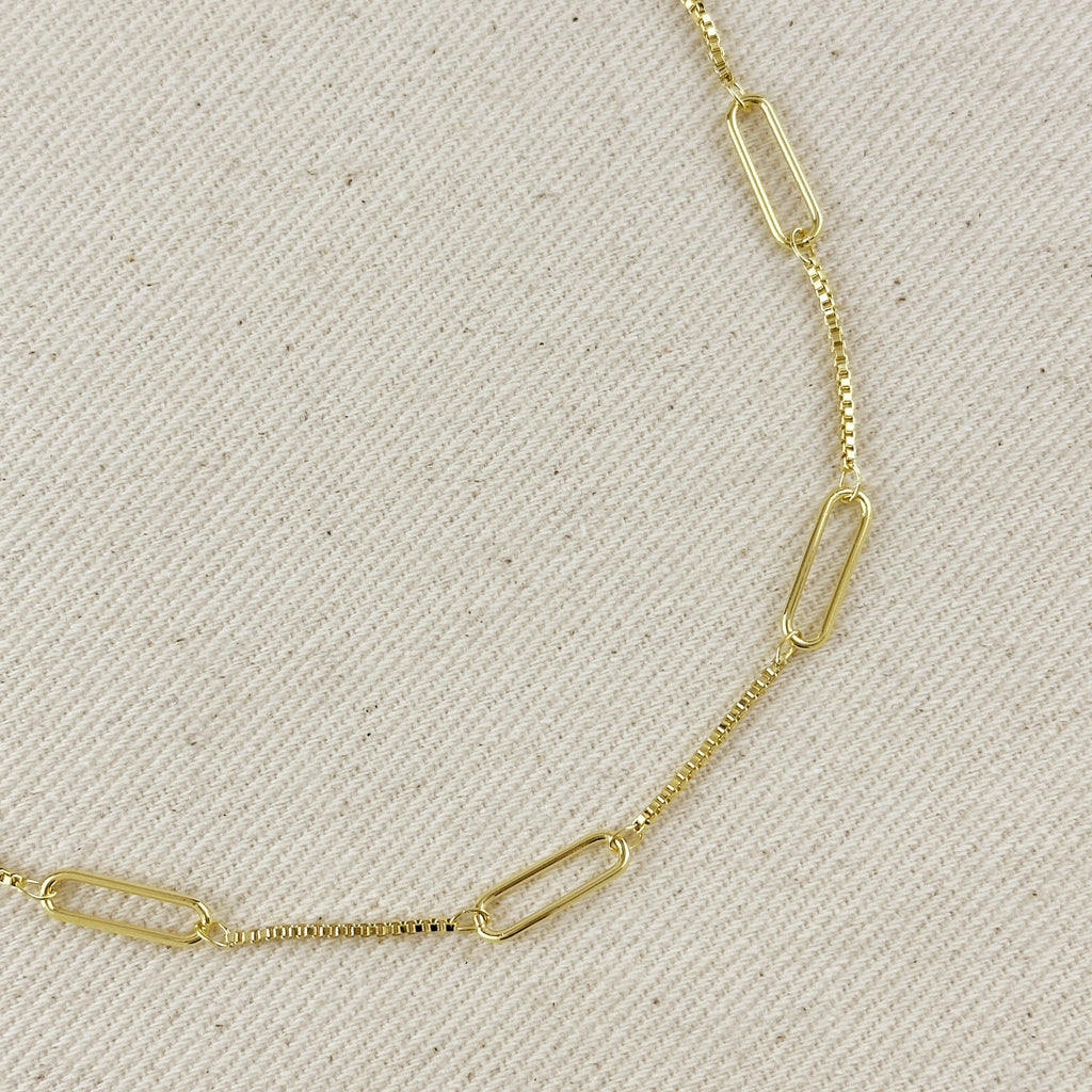 Mondsee 18k Gold Filled Paperclip & Box Chain Necklace | 18k Gold Filled Jewelry