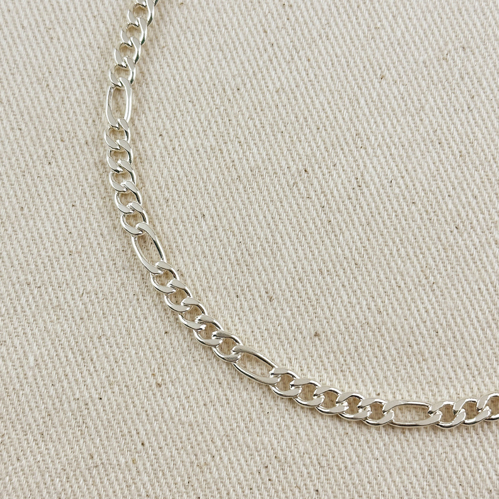 Mondsee Sterling Silver Figaro 5x1 Chain 4.8mm | 18k Gold Filled Jewelry