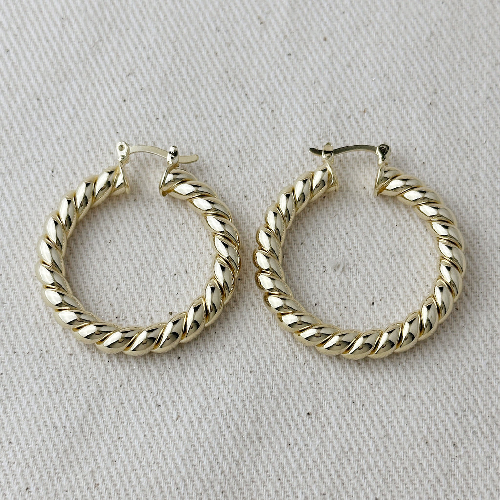 Mondsee 18k Gold Filled Twisted Tube Croissant Hoop Earrings | 18k Gold Filled Jewelry
