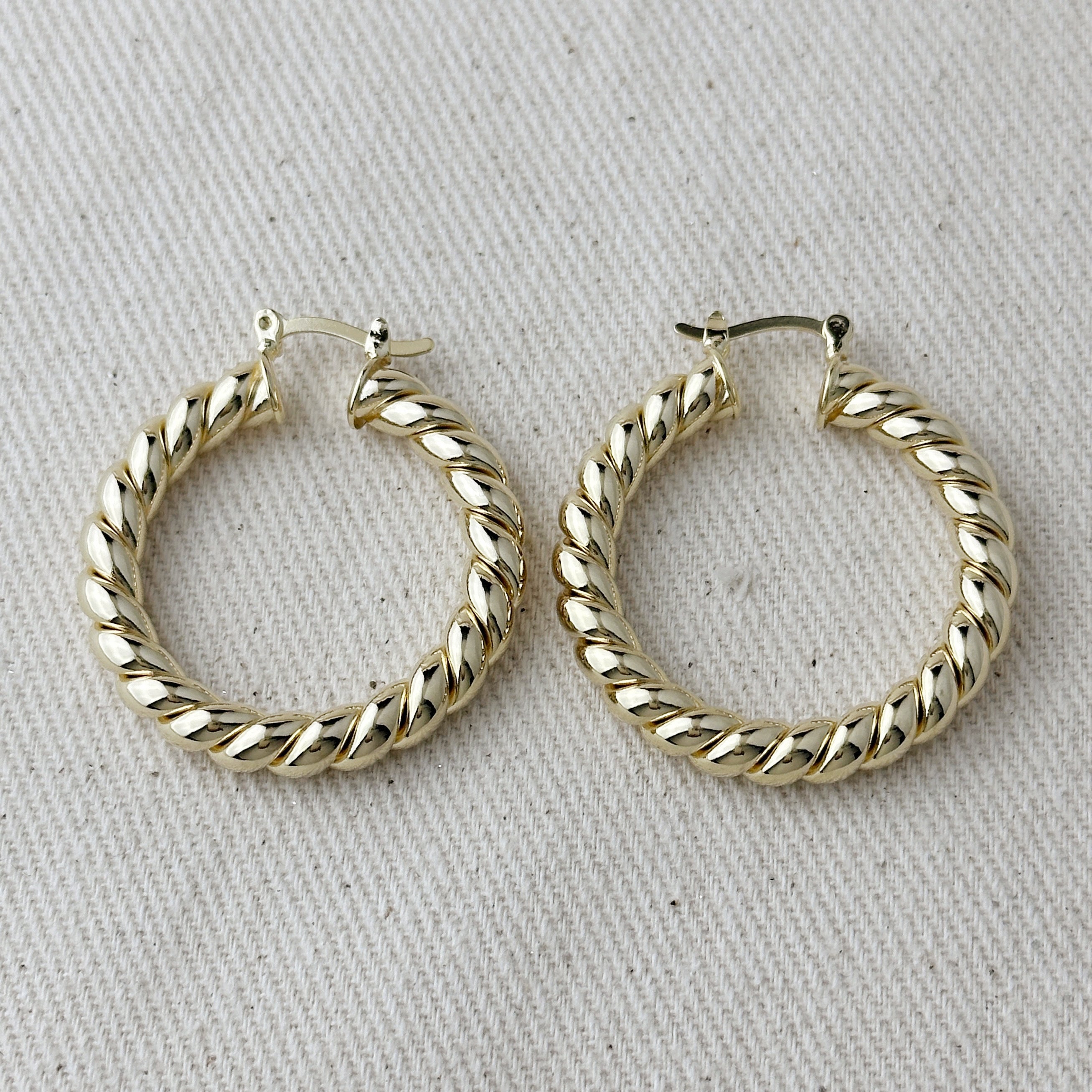 Mondsee 18k Gold Filled Twisted Tube Croissant Hoop Earrings | 18k Gold Filled Jewelry