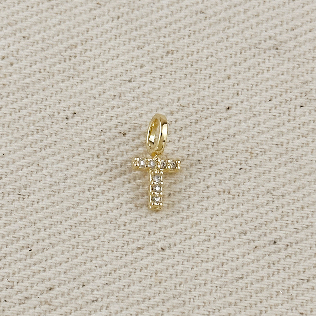 18k Gold filled Micro CZ Initial Letter Charm – T