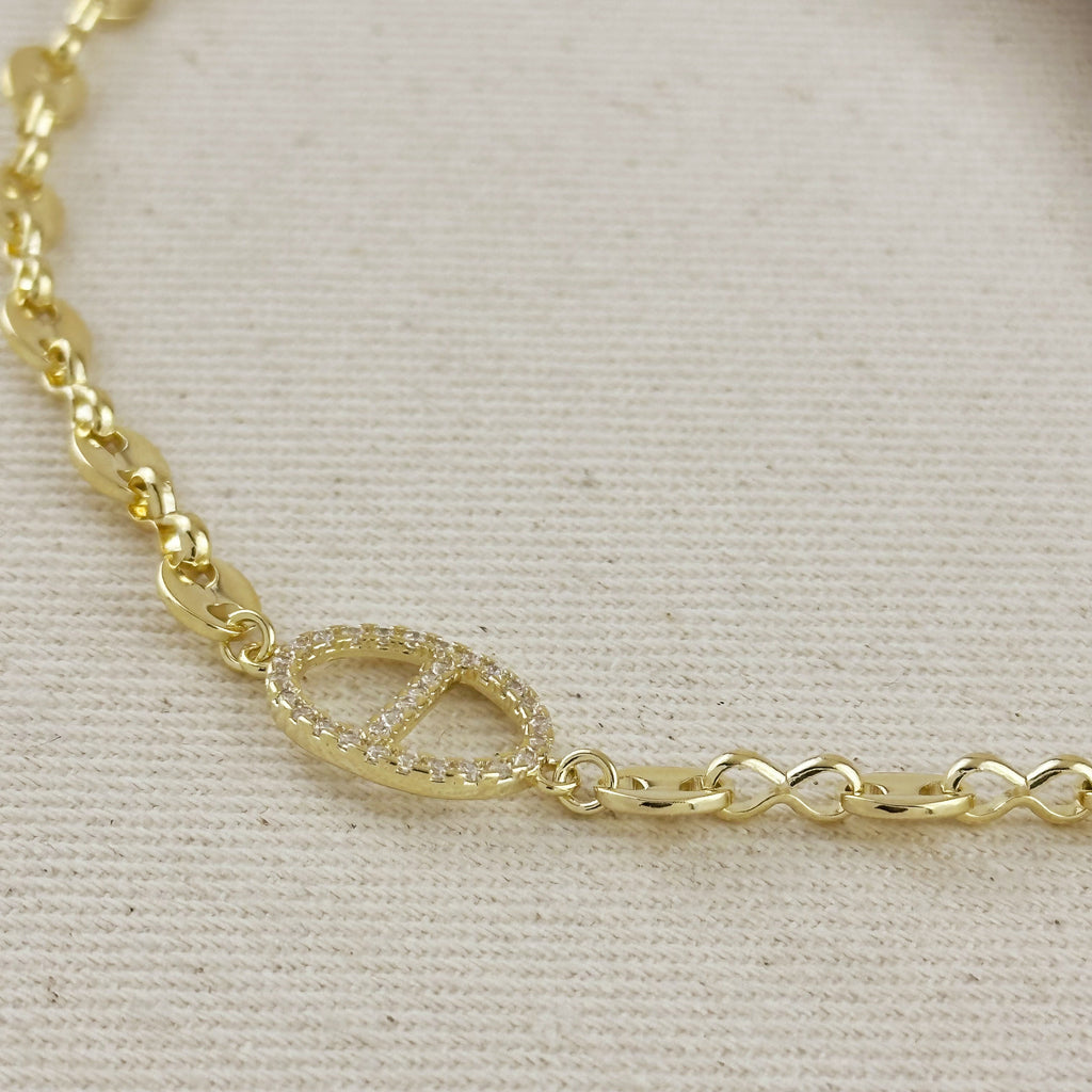 Mondsee 18k Gold Filled Cubic Zircon Accent Mariner Choker Necklace | 18k Gold Filled Jewelry