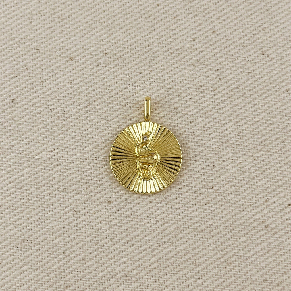 18k Gold Filled Snake Serpent Pendant Featuring Spoke Design