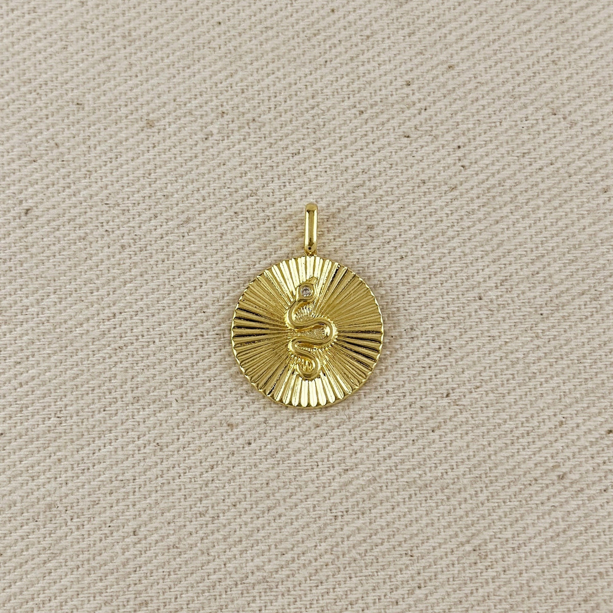 18k Gold Filled Snake Serpent Pendant Featuring Spoke Design
