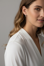 18k Gold Filled CZ And Beads Gradient Drop Earrings