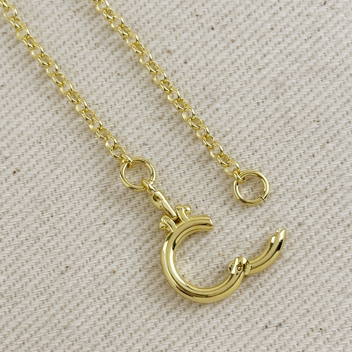 18k Gold Filled Rolo Chain With Round Clicker Clasp Necklace