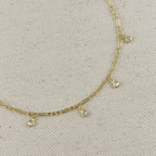 Mondsee 18k Gold Filled Paperclip Chain with Bezel CZ Drops Anklet | 18k Gold Filled Jewelry