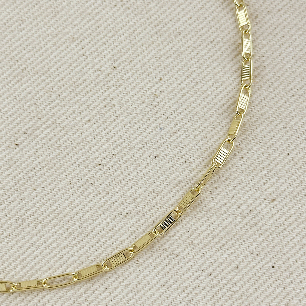 Mondsee 18K Gold Filled Textured Bar Link Necklace | 18k Gold Filled Jewelry