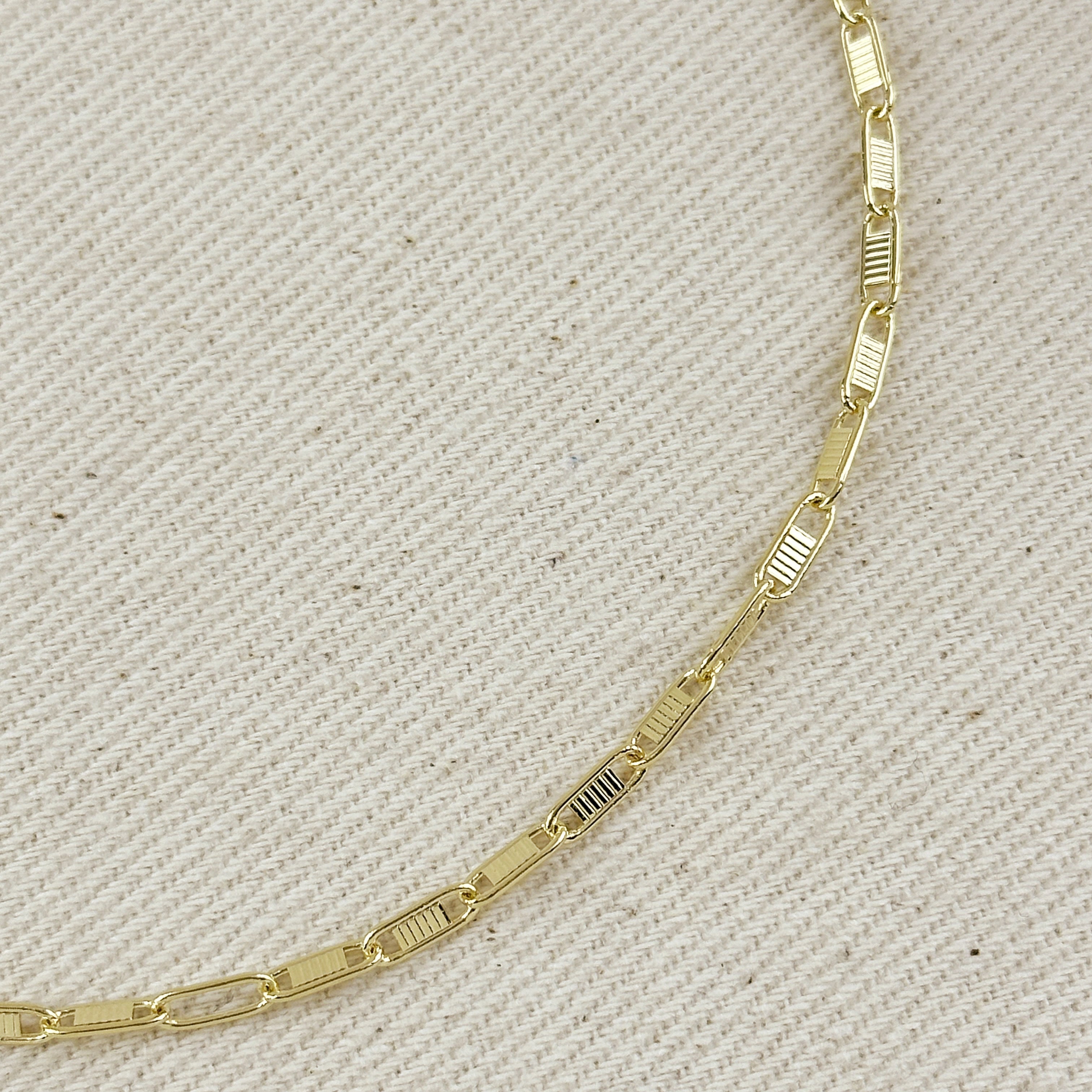 Mondsee 18K Gold Filled Textured Bar Link Necklace | 18k Gold Filled Jewelry