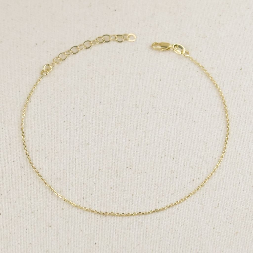 Mondsee 0.9mm Link Chain Anklet | 18k Gold Filled Jewelry