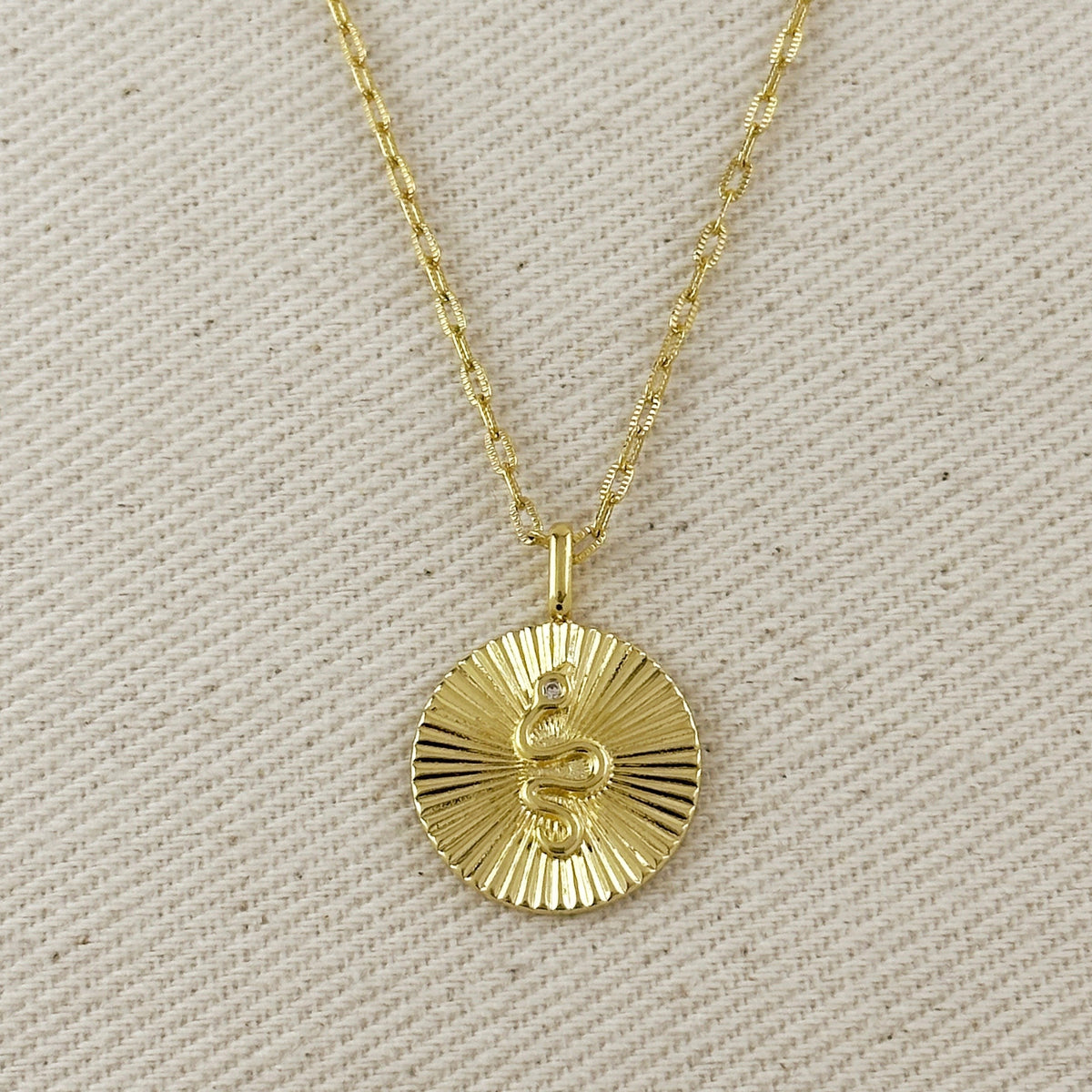 18k Gold Filled Snake Serpent Pendant Featuring Spoke Design