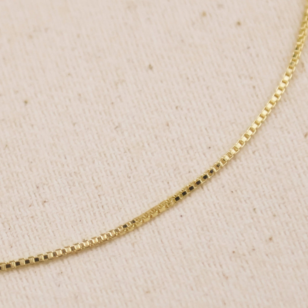 Mondsee 18k Gold Filled 1mm Box Anklet | 18k Gold Filled Jewelry