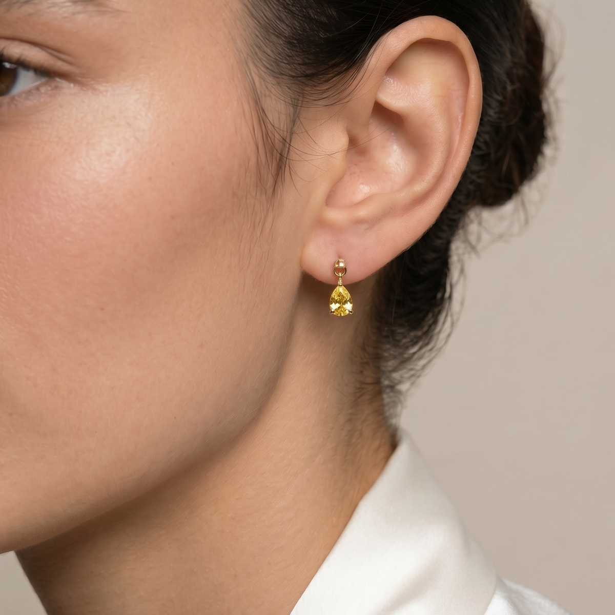 18k Gold Filled Colored CZ Teardrop Earrings
