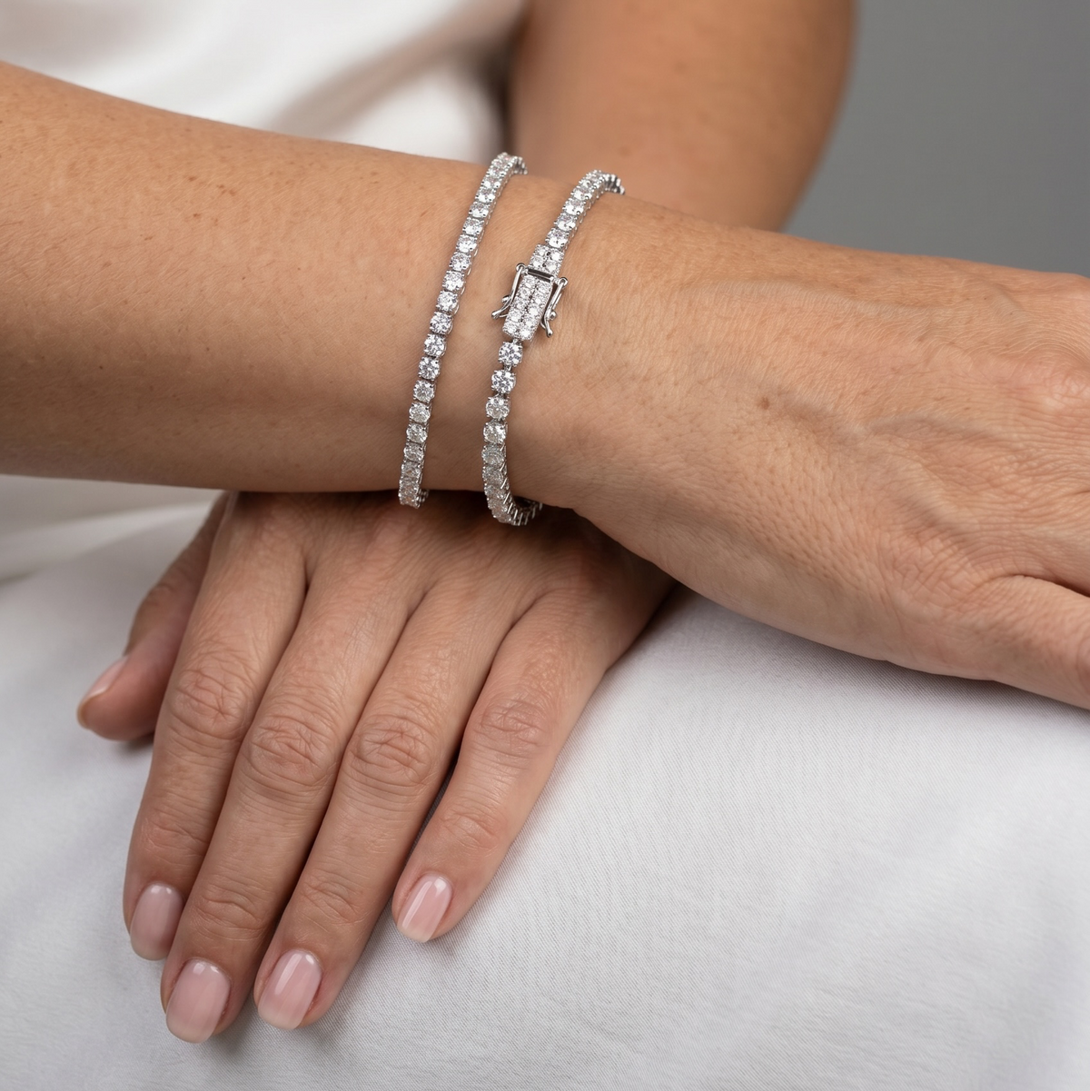 .925 Sterling Silver Rhodium Plated 2.25mm Moissanite Tennis Bracelet