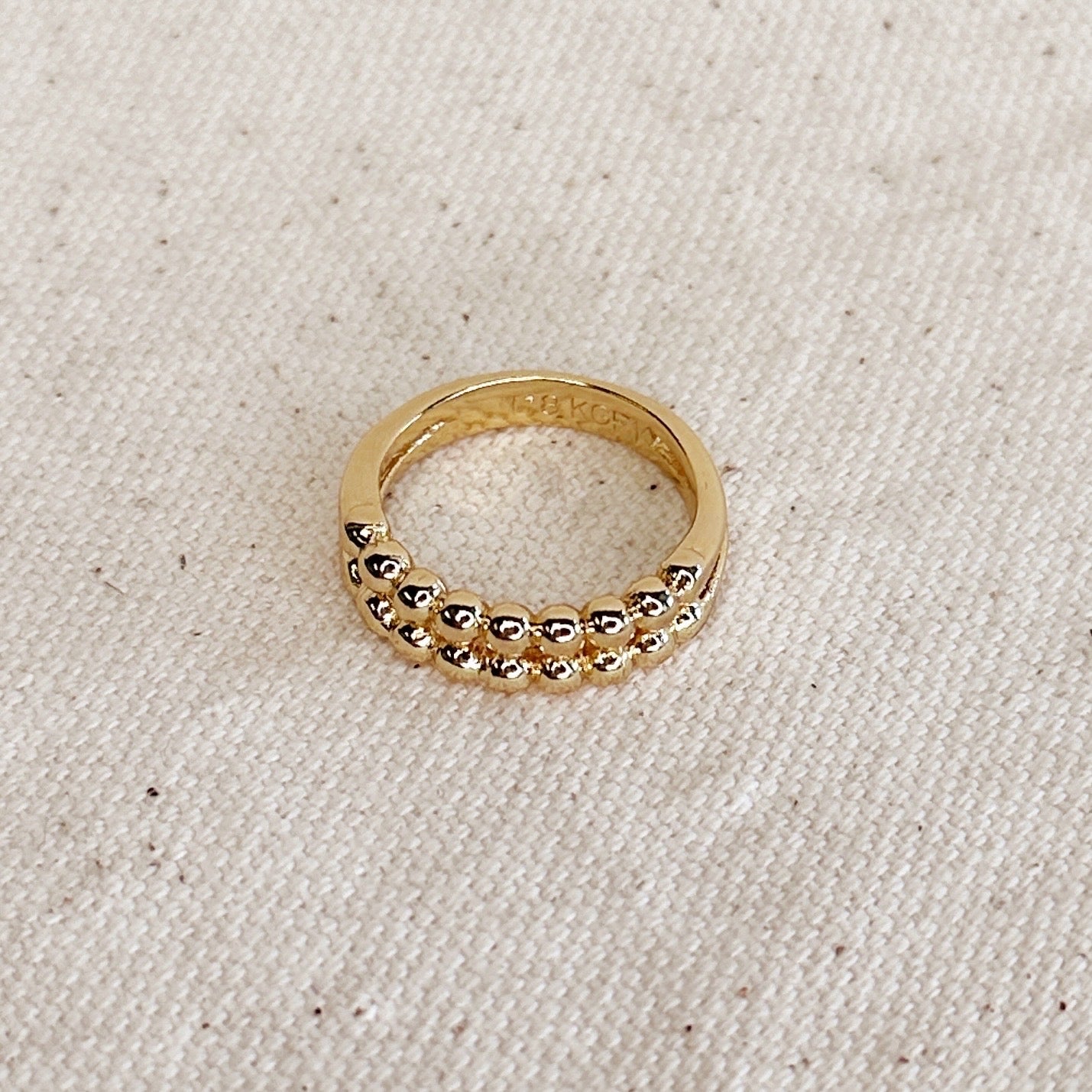Mondsee Double Beaded Band Ring | 18k Gold Filled Jewelry