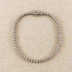 .925 Sterling Silver Rhodium Plated 2.25mm Moissanite Tennis Bracelet
