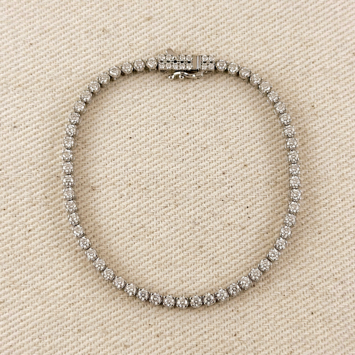 .925 Sterling Silver Rhodium Plated 2.25mm Moissanite Tennis Bracelet