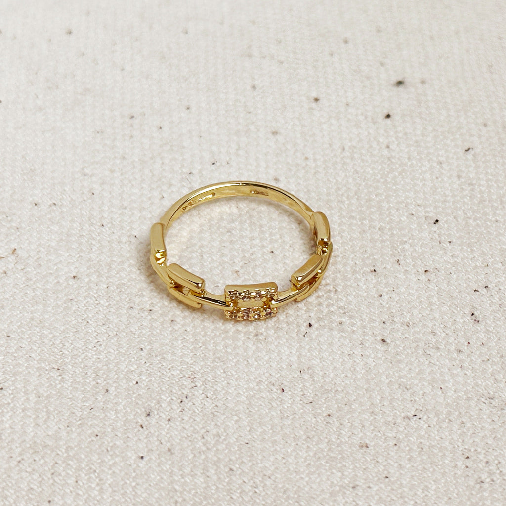 Mondsee 18k Gold Filled Chain Link CZ Ring | 18k Gold Filled Jewelry