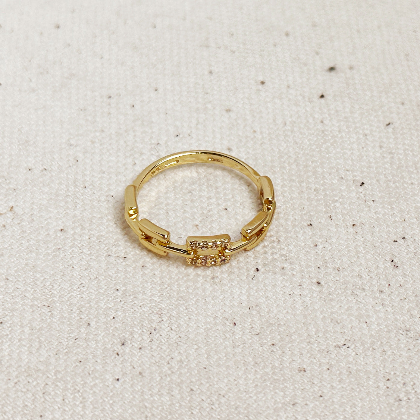 Mondsee 18k Gold Filled Chain Link CZ Ring | 18k Gold Filled Jewelry