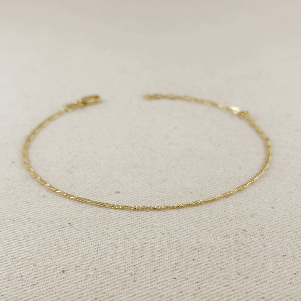 Mondsee 18k Gold Filled 1.5mm Figaro Chain Anklet | 18k Gold Filled Jewelry