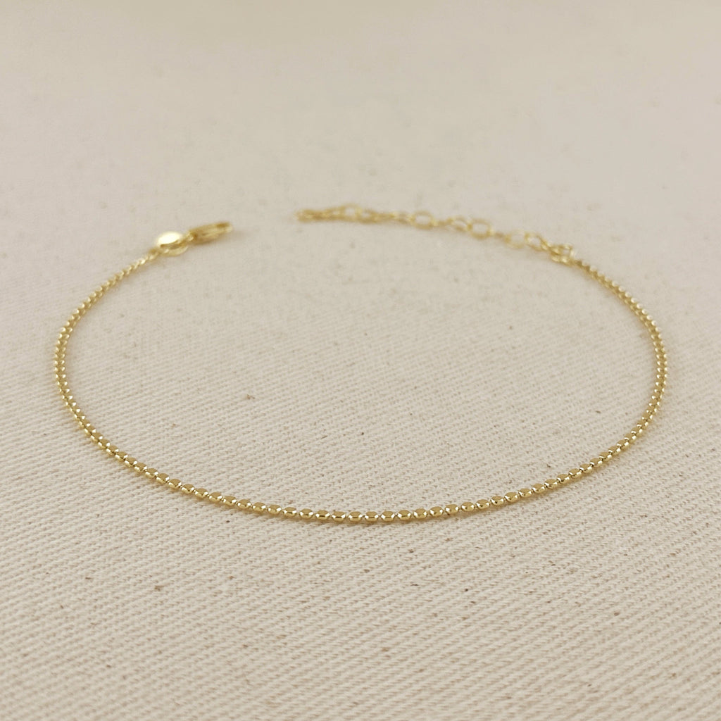 Mondsee 18k Gold Filled 1.5mm Mini Flat Dots Chain Anklet | 18k Gold Filled Jewelry