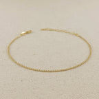 Mondsee 18k Gold Filled 1.5mm Mini Flat Dots Chain Anklet | 18k Gold Filled Jewelry