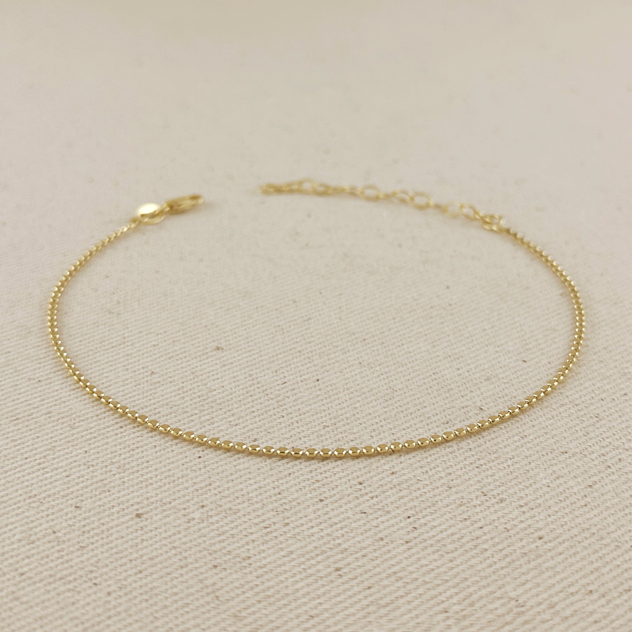 Mondsee 18k Gold Filled 1.5mm Mini Flat Dots Chain Anklet | 18k Gold Filled Jewelry