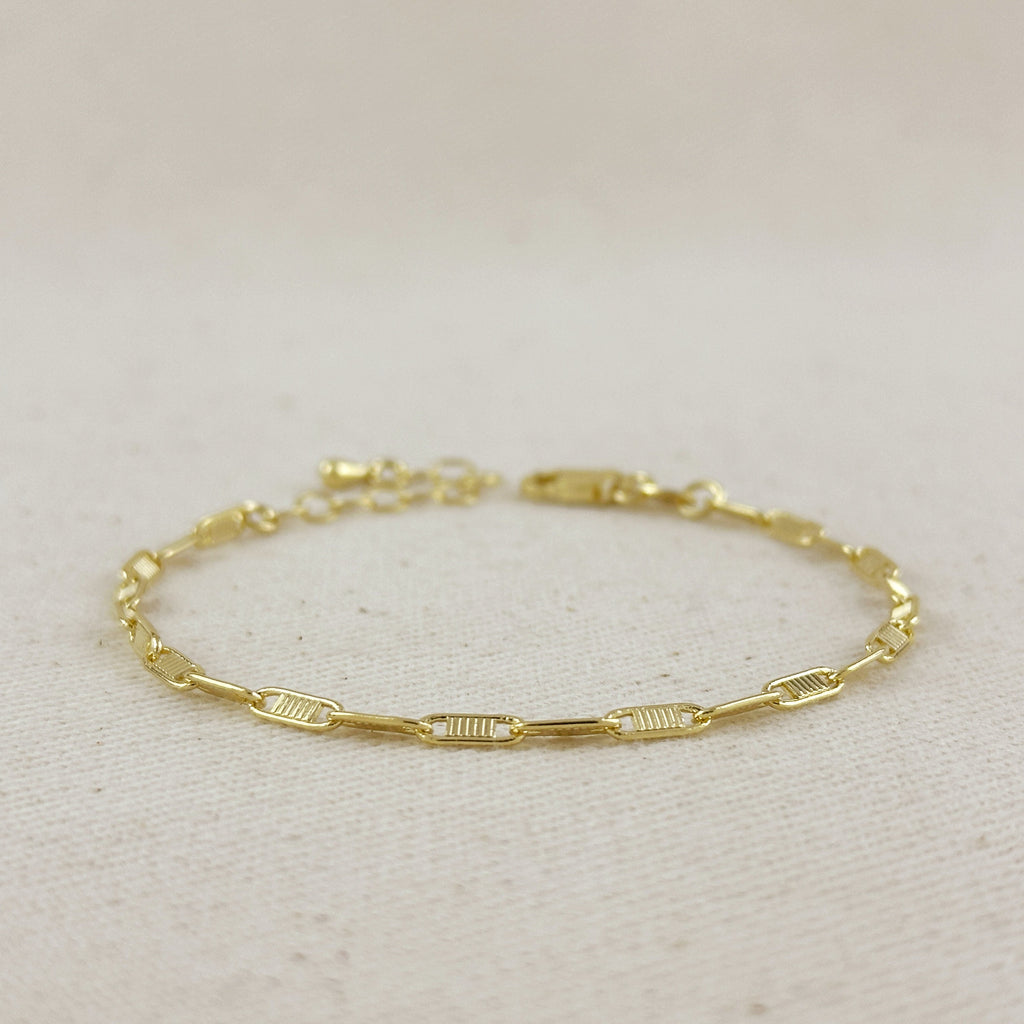 Mondsee 18K Gold Filled Textured Bar Link Bracelet | 18k Gold Filled Jewelry