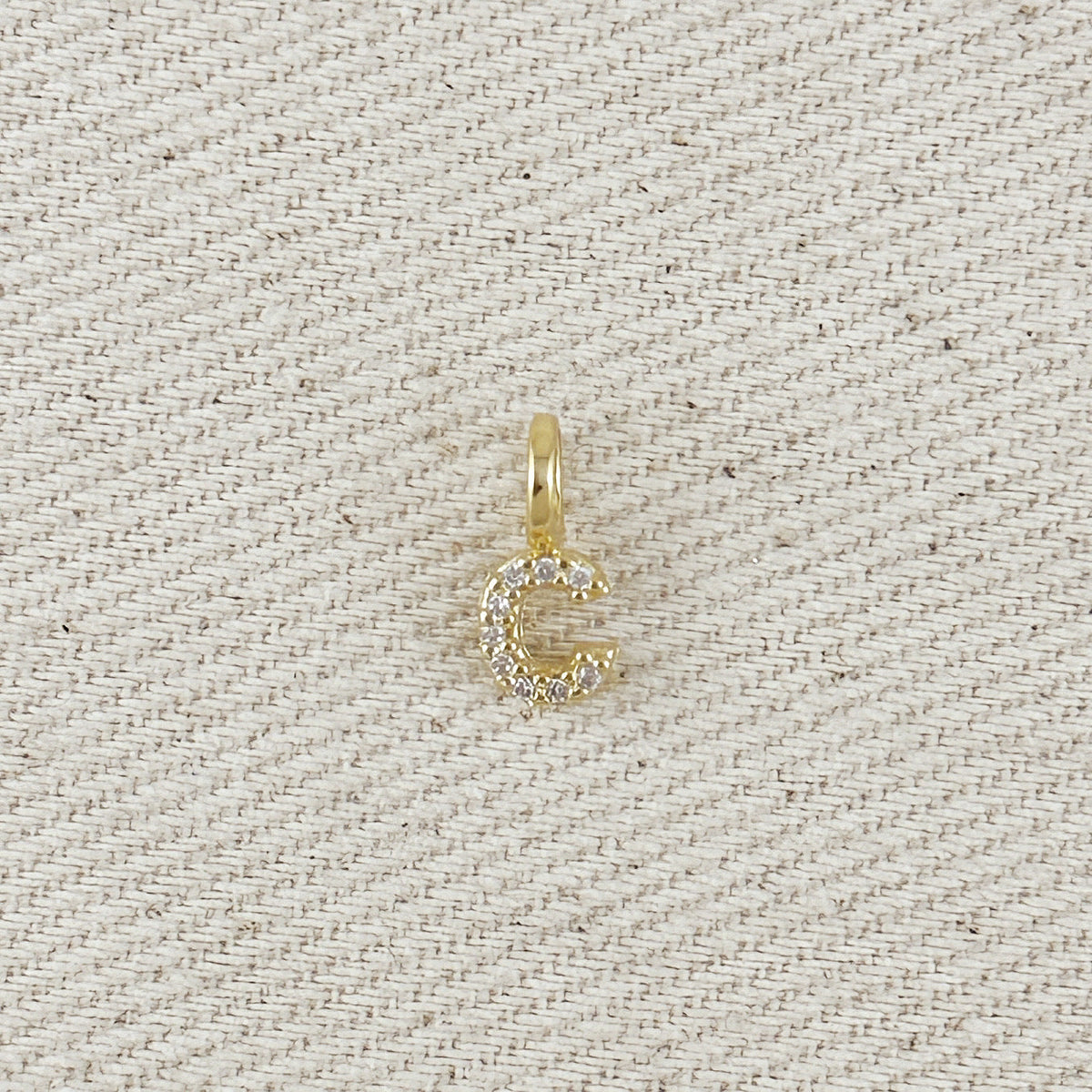 18k Gold filled Micro CZ Initial Letter Charm – C