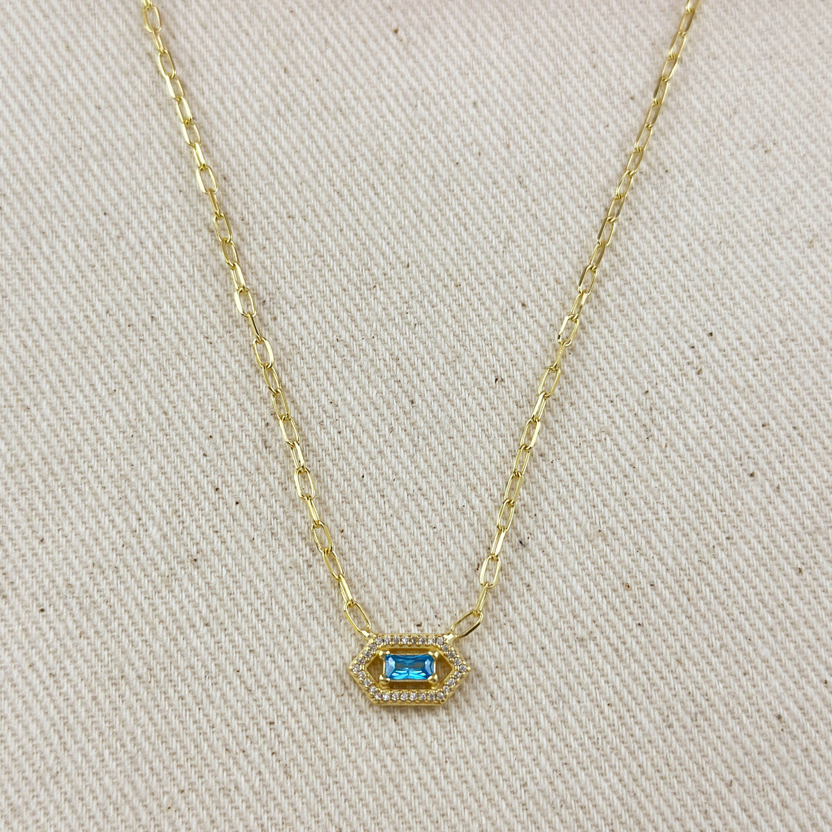 18k Gold Vermeil Fancy Birthstone Baguette Necklace – December