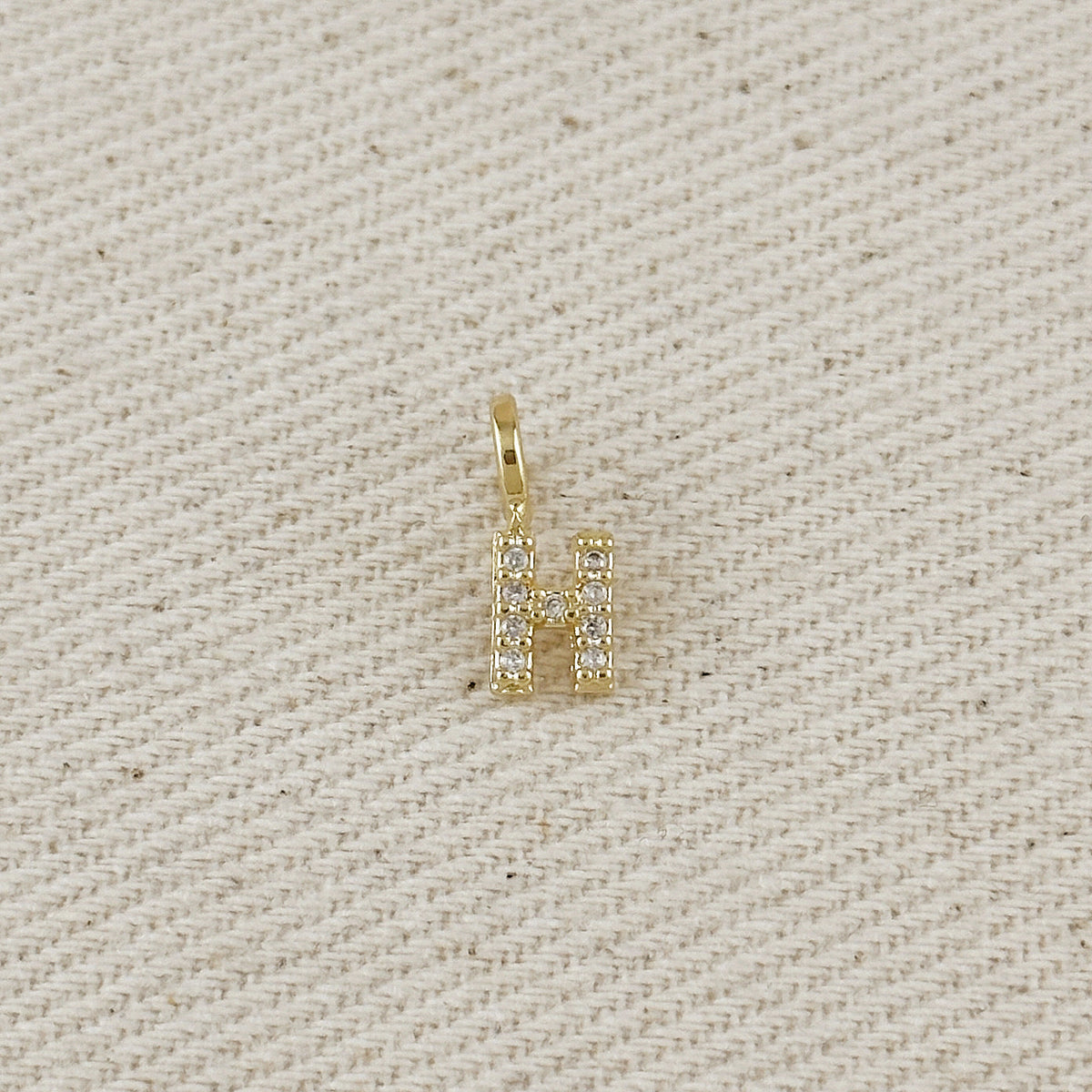 18k Gold filled Micro CZ Initial Letter Charm – H