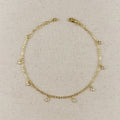 Mondsee 18k Gold Filled Paperclip Chain with Bezel CZ Drops Anklet | 18k Gold Filled Jewelry