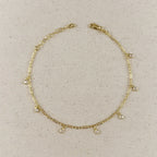 Mondsee 18k Gold Filled Paperclip Chain with Bezel CZ Drops Anklet | 18k Gold Filled Jewelry
