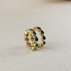 Mondsee 18k Gold Filled Colored CZ Wave Eternity Band Ring | 18k Gold Filled Jewelry