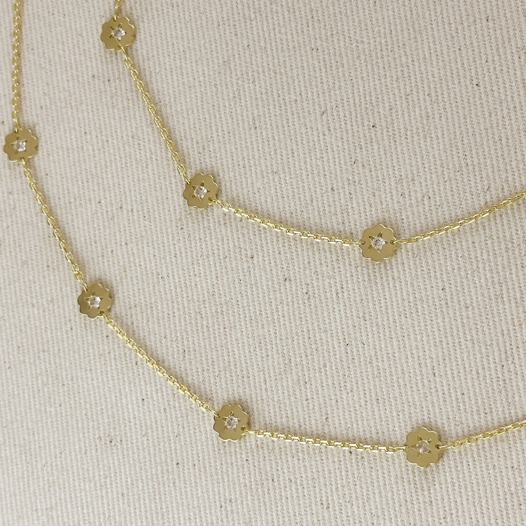 18k Gold Filled Flower CZ Belly Chain