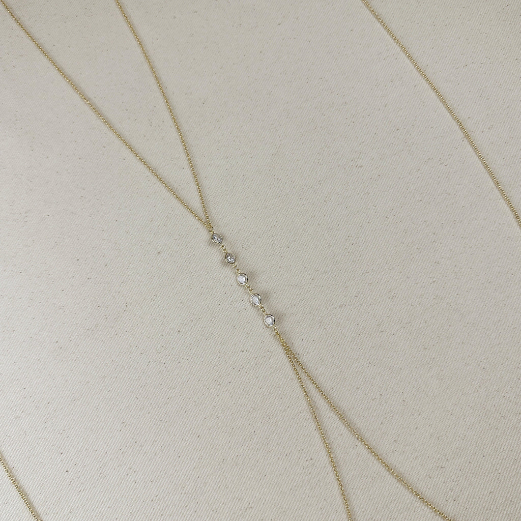 Mondsee 18k Gold Filled Body Chain With Bezel CZ Stones | 18k Gold Filled Jewelry