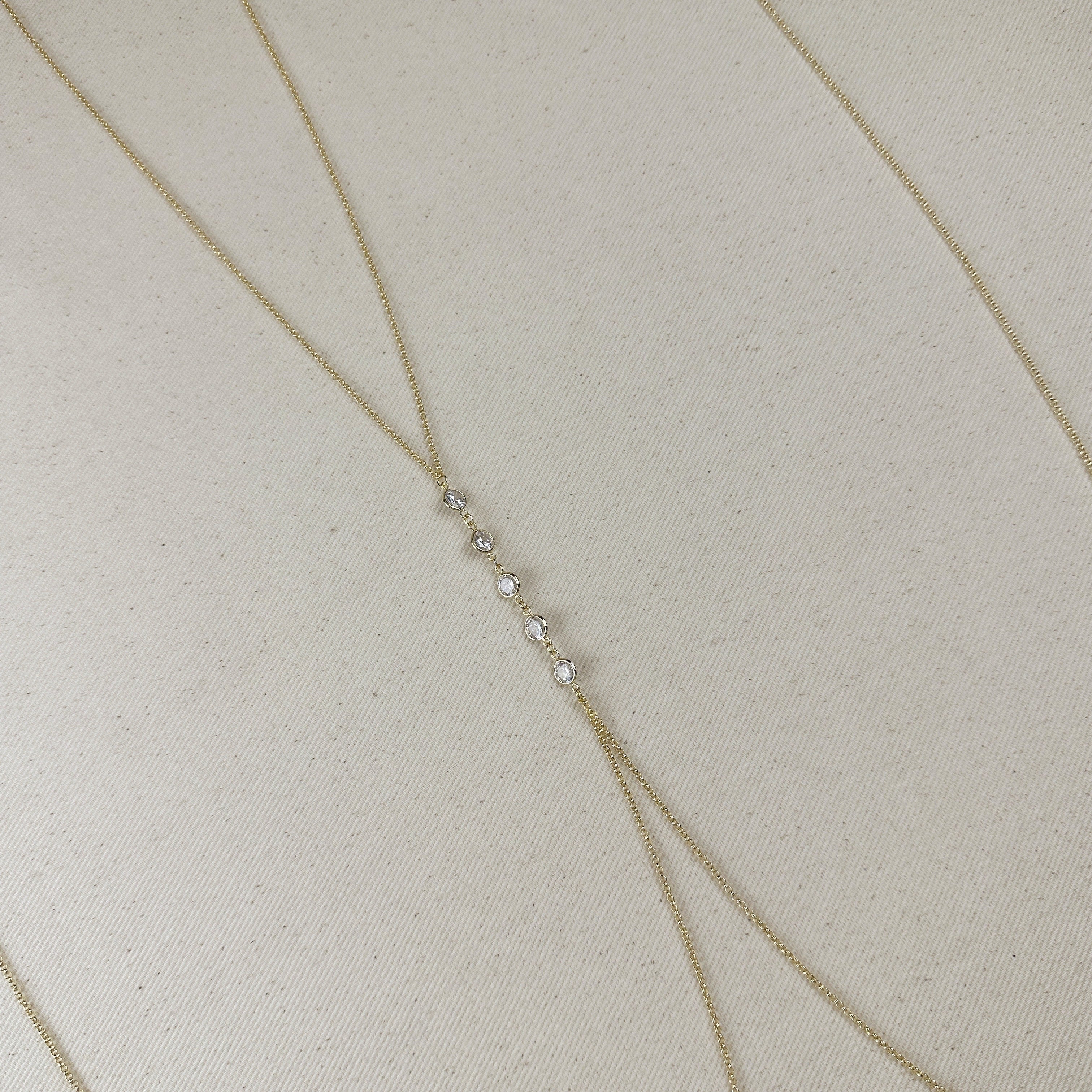 Mondsee 18k Gold Filled Body Chain With Bezel CZ Stones | 18k Gold Filled Jewelry