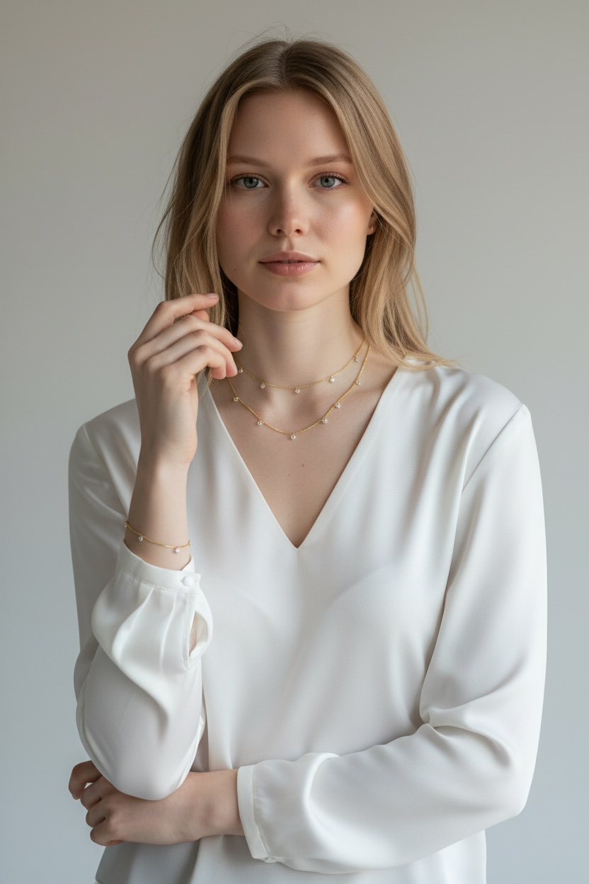 Mondsee 18k Gold Filled Box Chain & Dangling CZ Stones Necklace | 18k Gold Filled Jewelry