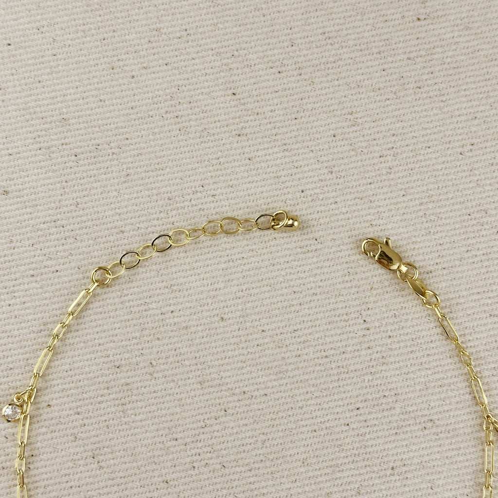 Mondsee 18k Gold Filled Paperclip Chain with Bezel CZ Drops Anklet | 18k Gold Filled Jewelry
