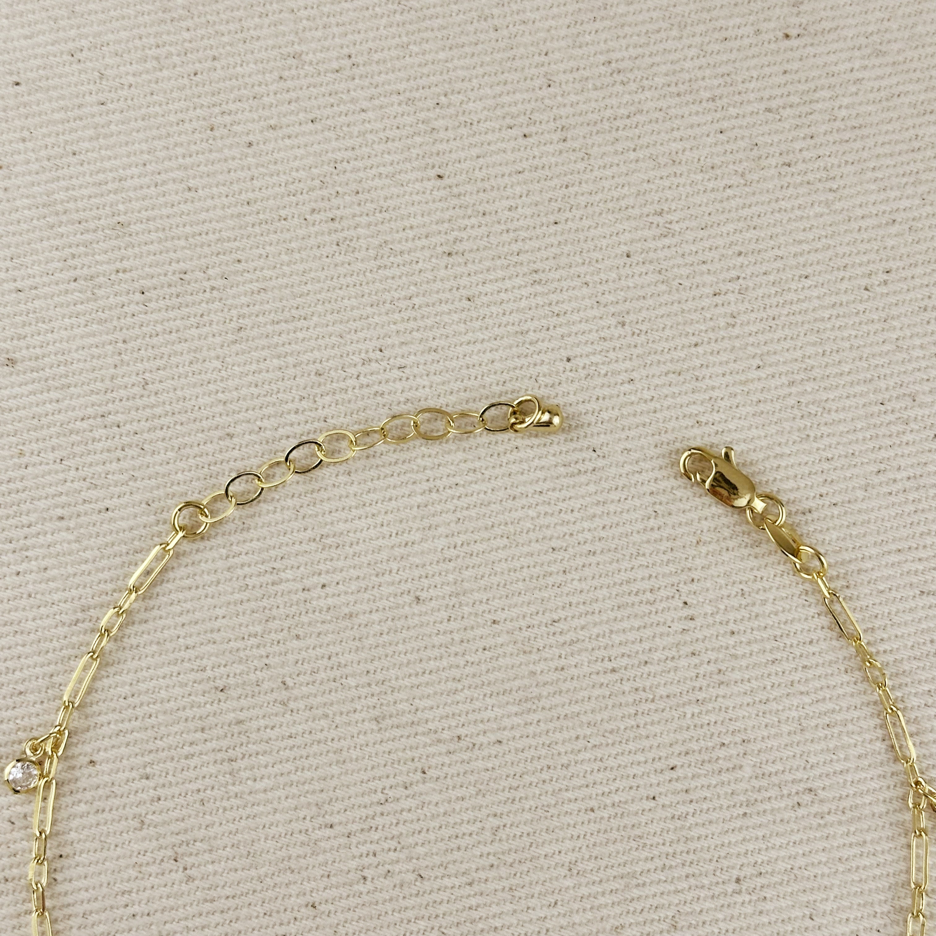 Mondsee 18k Gold Filled Paperclip Chain with Bezel CZ Drops Anklet | 18k Gold Filled Jewelry