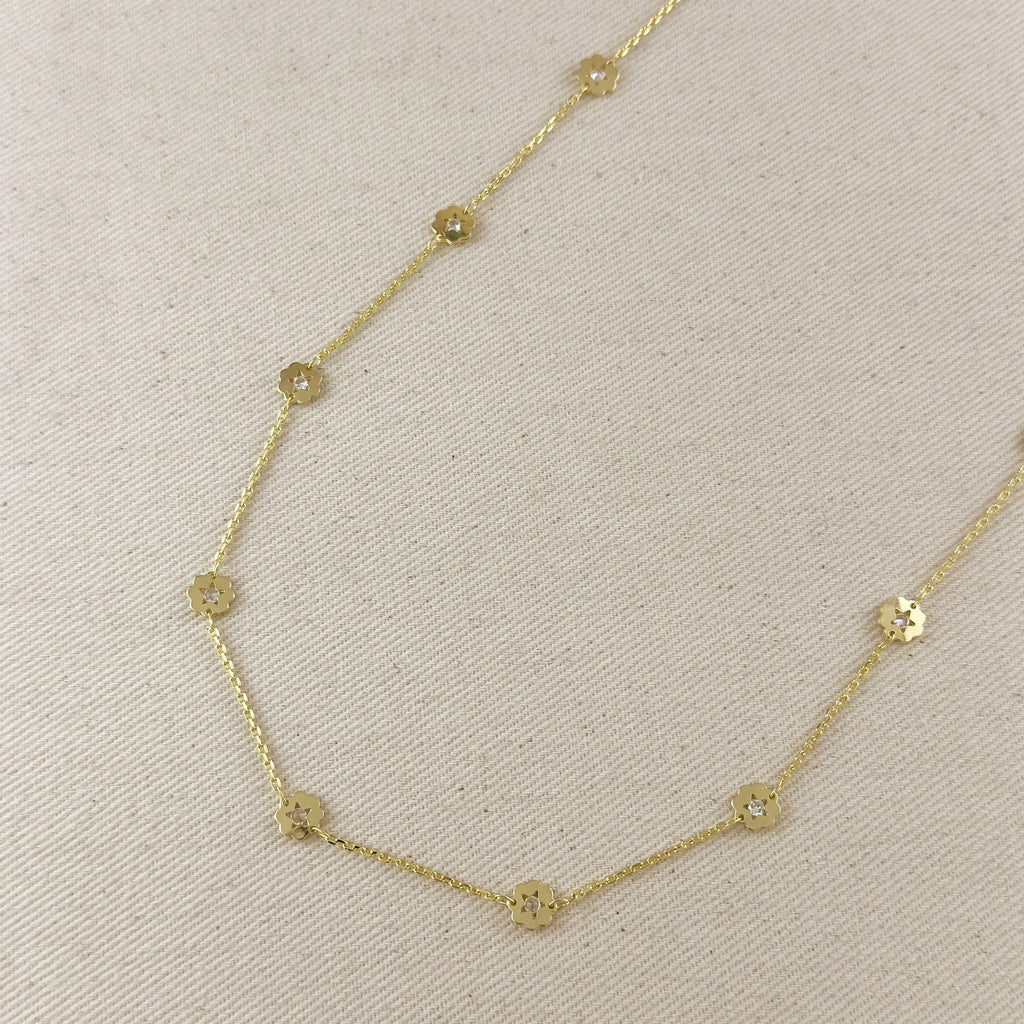 18k Gold Filled Flower CZ Belly Chain