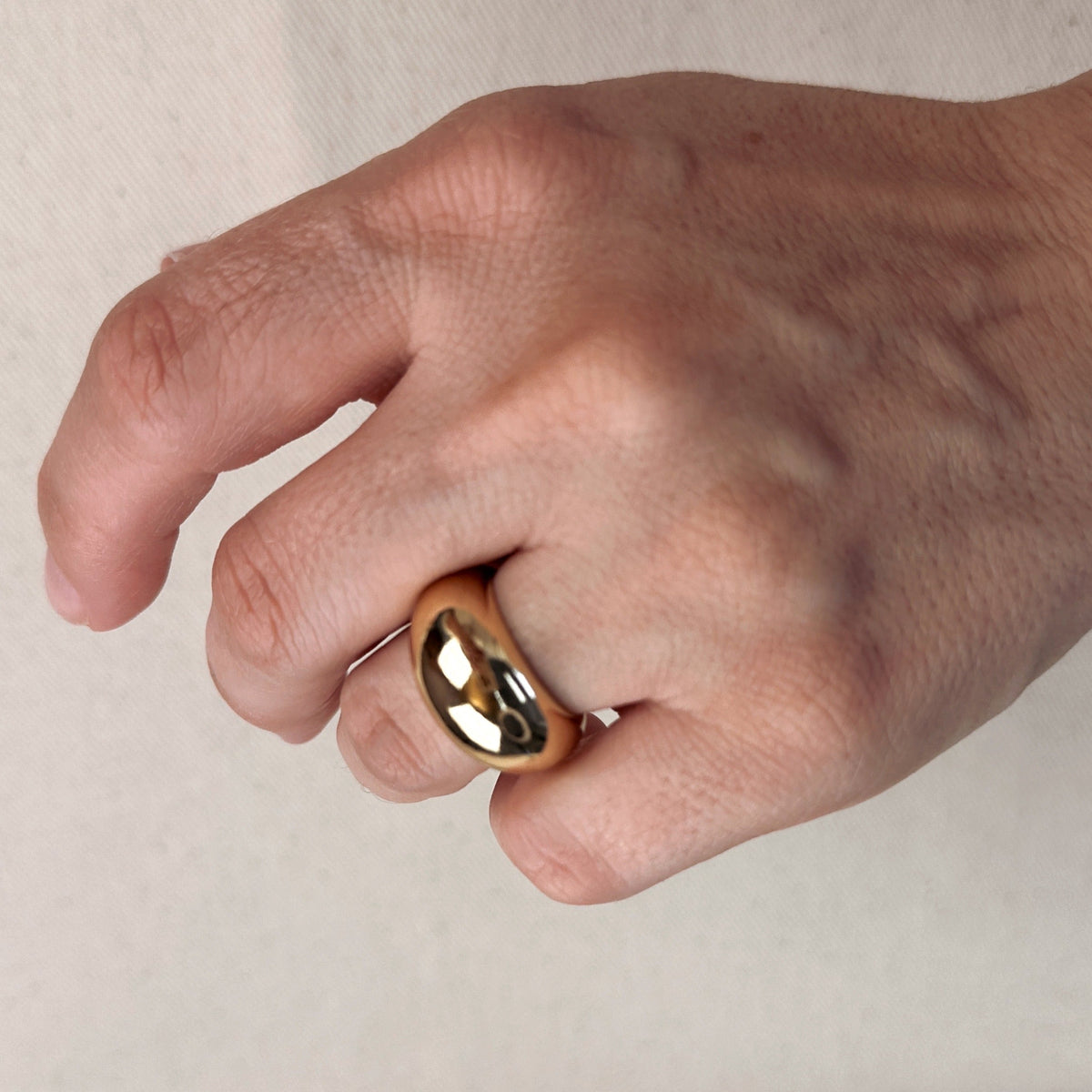 18k Gold Filled Polished Dome Ring, view 4