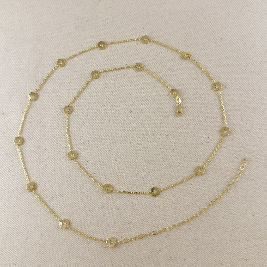 18k Gold Filled Flower CZ Belly Chain