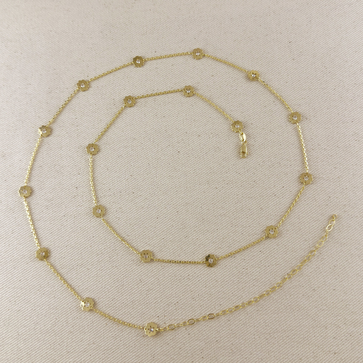 18k Gold Filled Flower CZ Belly Chain