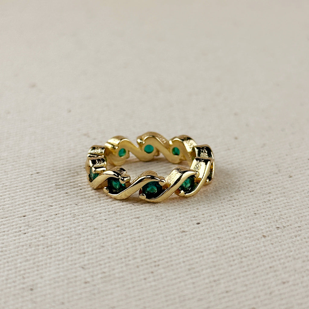 Mondsee 18k Gold Filled Colored CZ Wave Eternity Band Ring | 18k Gold Filled Jewelry