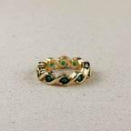 Mondsee 18k Gold Filled Colored CZ Wave Eternity Band Ring | 18k Gold Filled Jewelry