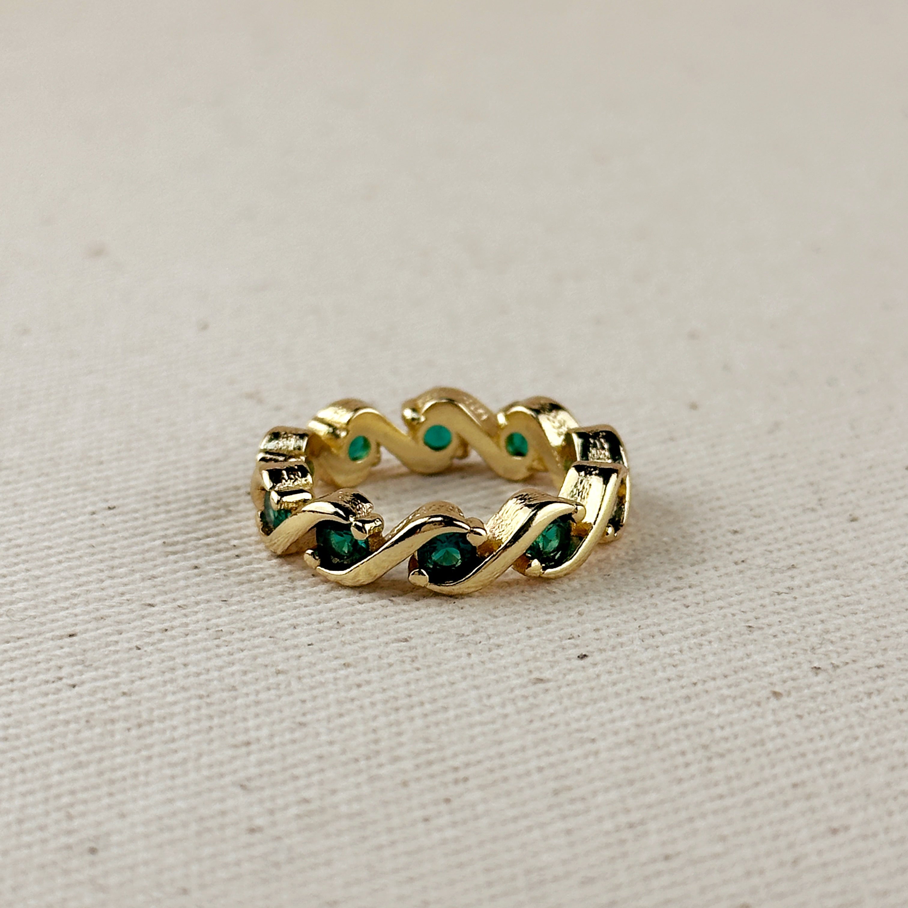 Mondsee 18k Gold Filled Colored CZ Wave Eternity Band Ring | 18k Gold Filled Jewelry