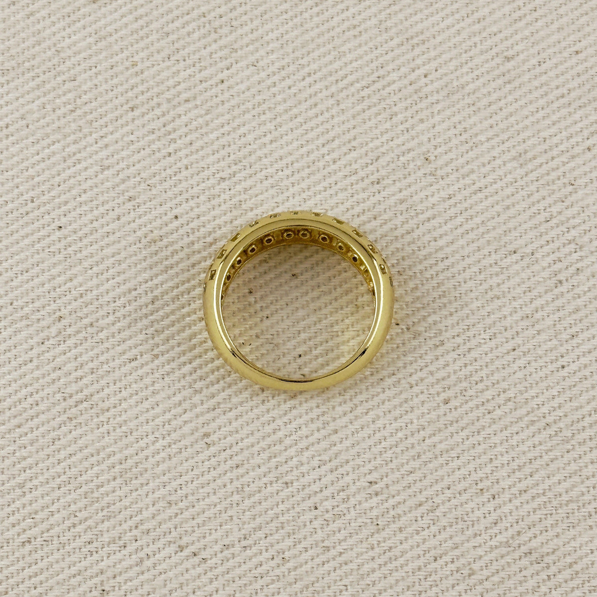 18k Gold Filled Pave Set CZ Dome Ring